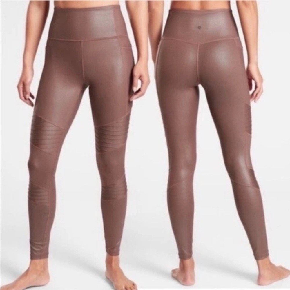 Athleta INCLINATION SHIMMER MOTO TIGHT in DUSTY ROSE, SIZE S - Picture 2 of 10